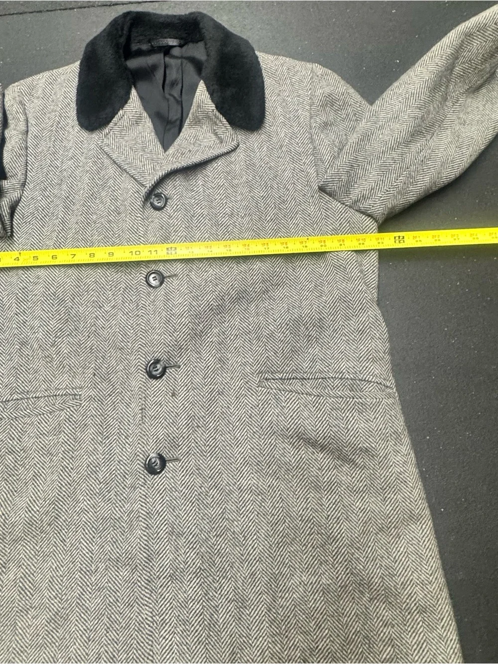 Sibley’s Men's Herringbone Wool Blazer coat with Notch Lapel - Gray